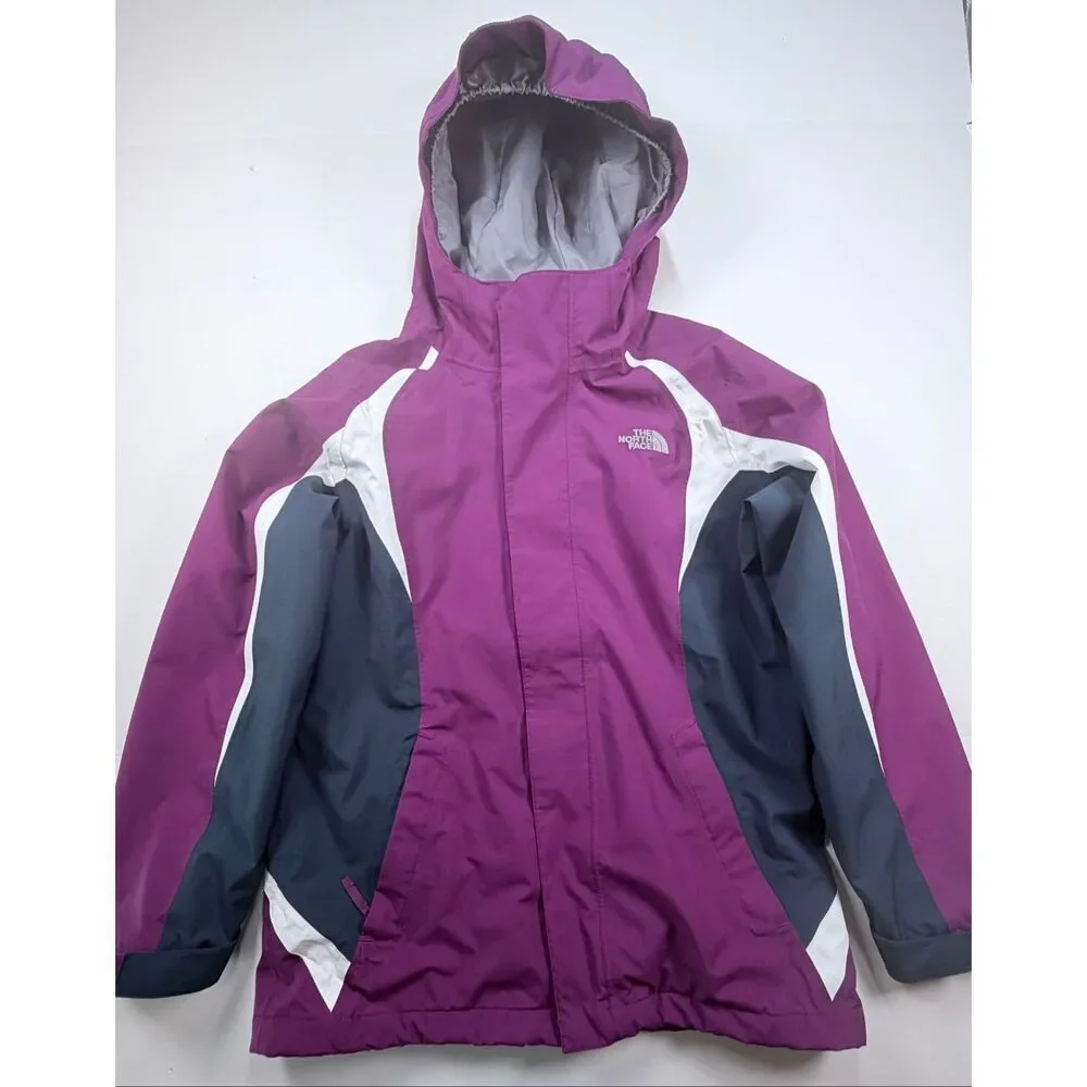 The North Face Snowquest Insulated Ski Jacket Purple Hooded Girls Size Large EUC